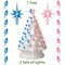 Casafield Hand Painted Ceramic Christmas Tree, White 15-Inch Pre-Lit Tree with 128 Pink and Blue Lights and 2 Star Toppers